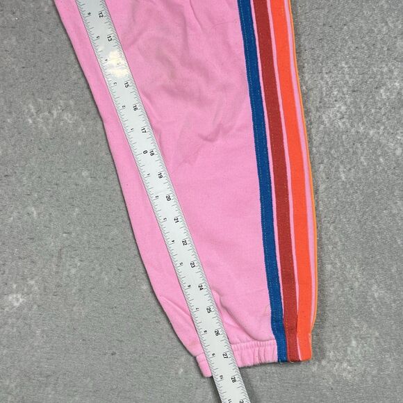 Aviator Nation 5 Stripe Sweatpants Women’s Small Neon Pink Joggers Embroidered - Picture 7 of 14